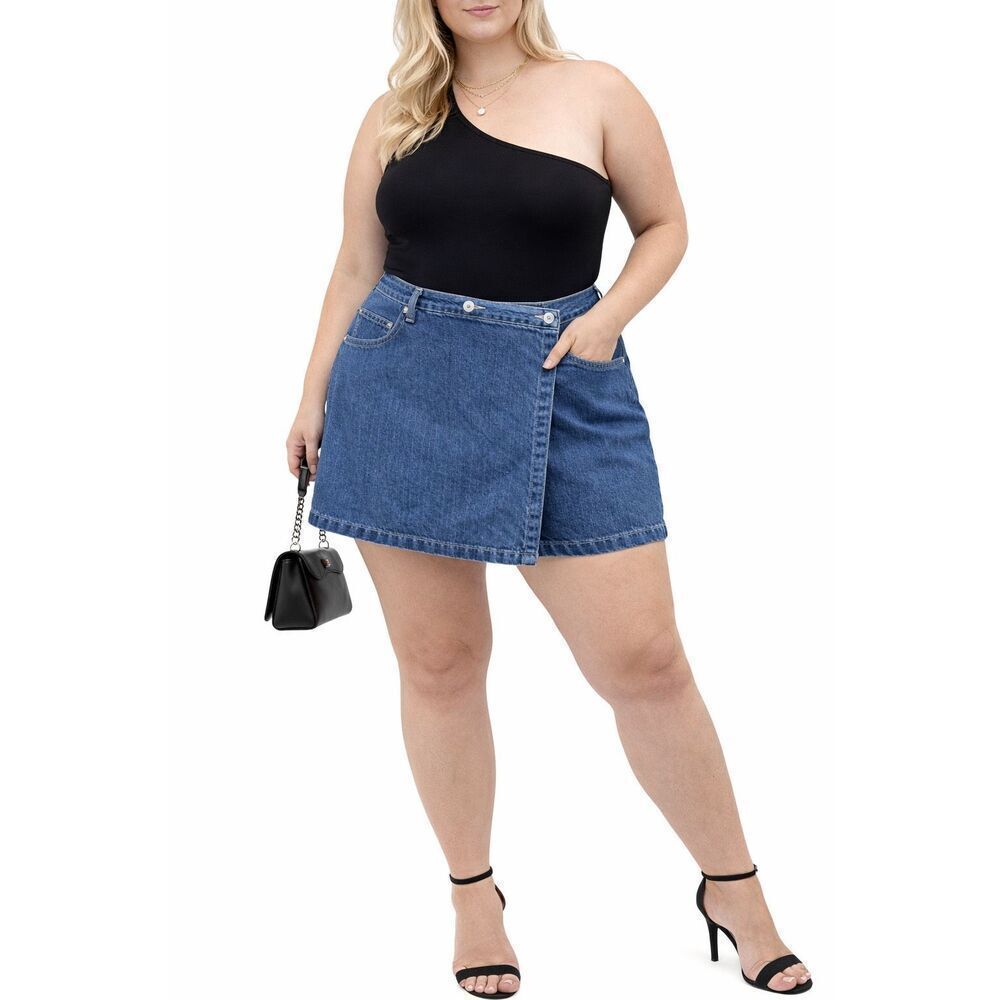 Route 66 Vintage Y2K Denim Skort Womens 17/18 High Rise Cotton Blue Jean
